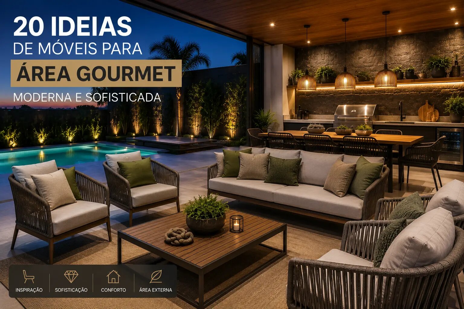 20 ideias de móveis para área gourmet moderna e sofisticada com corda náutica